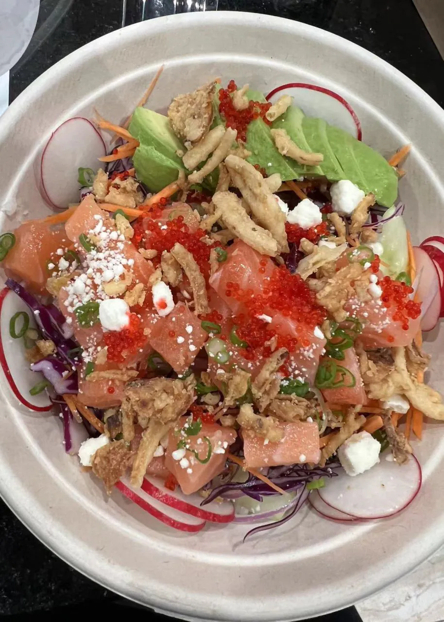 Salmon poke bowl at Natural Kitchen Wilton, a Fast Casual Restaurant in Wilton
