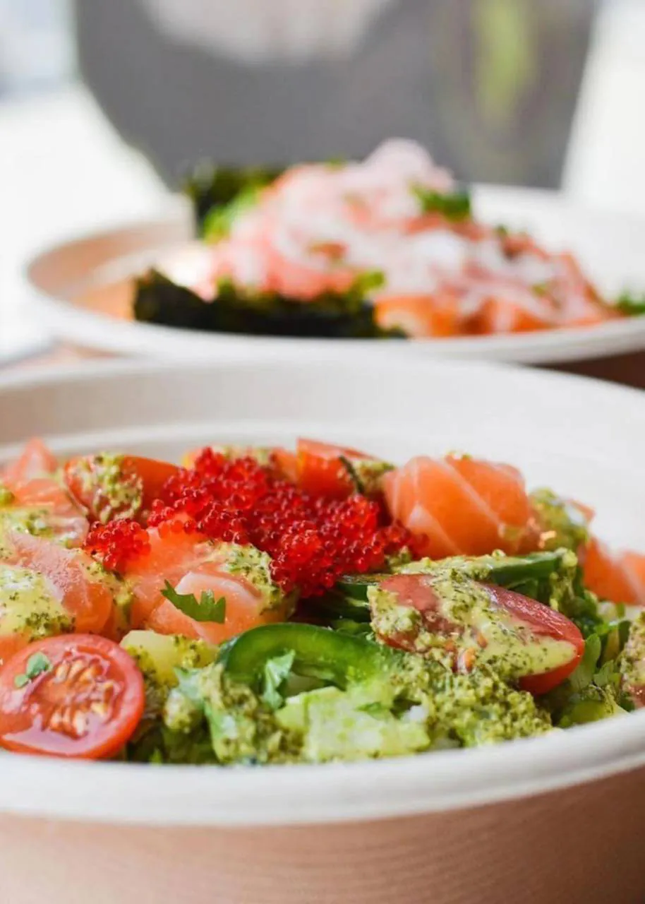 Salmon poke bowl at Natural Kitchen Wilton, a Fast Casual Restaurant in Wilton
