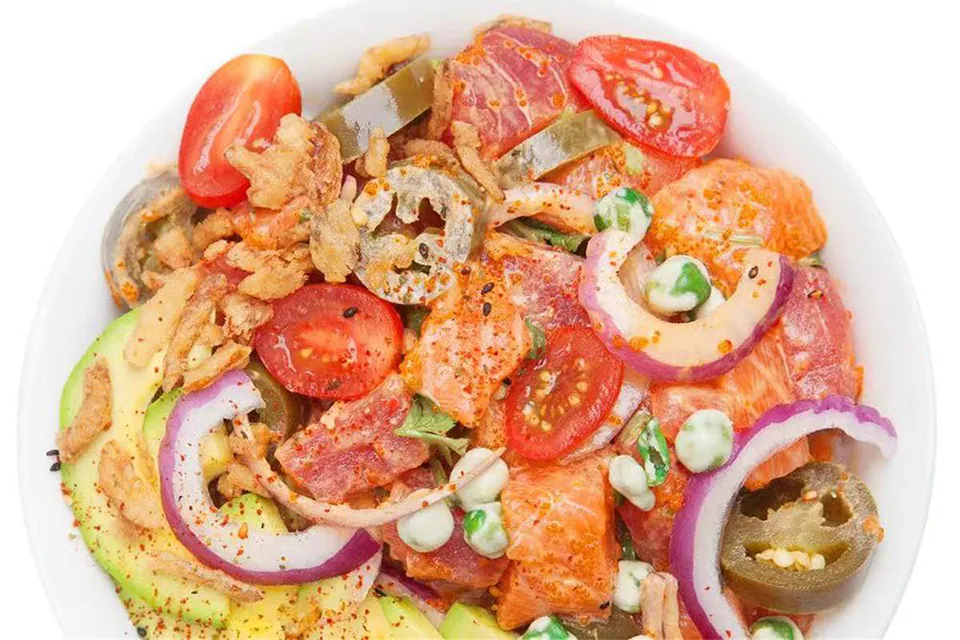 Poke bowl with salmon at Natural Kitchen Wilton, a Fast Casual Restaurant in Wilton